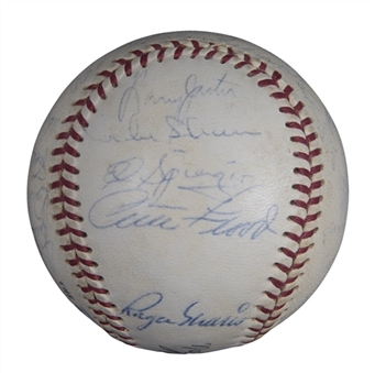 1967 World Series Champion St. Louis Cardinals Team Signed ONL Giles Baseball With 24 Signatures Including Maris, Gibson, Flood, Carlton & Cepeda (JSA)